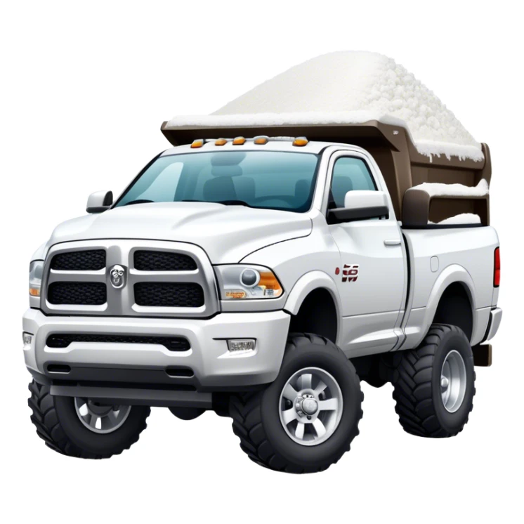 White ram truck pushing snow with plow sticker