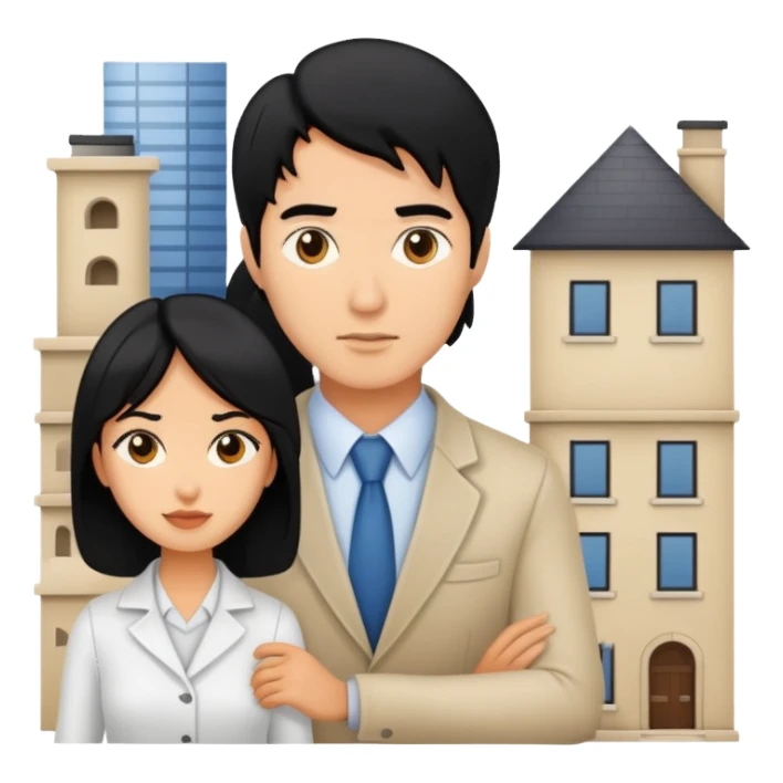 Woman and man architects with black hair sticker