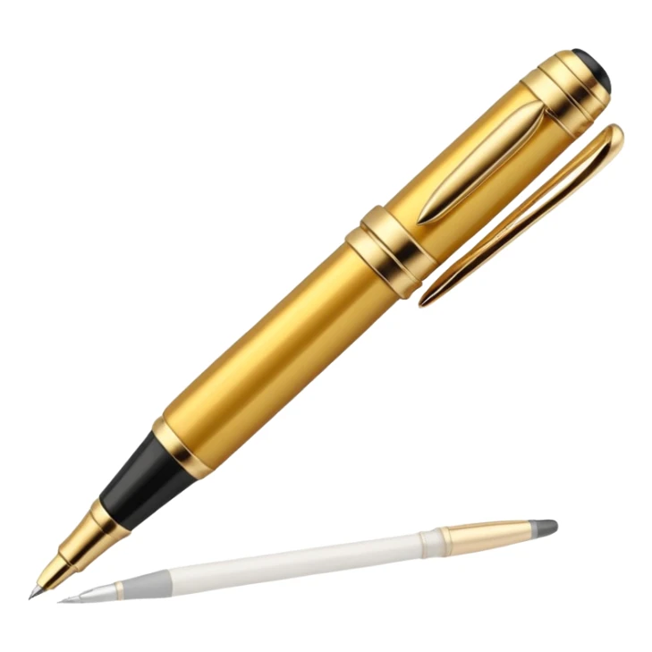 3D perspective academic premium golden ink pen sticker