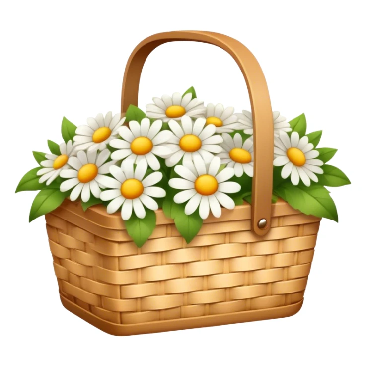 cute picnic basket with ight colorflowers sticker