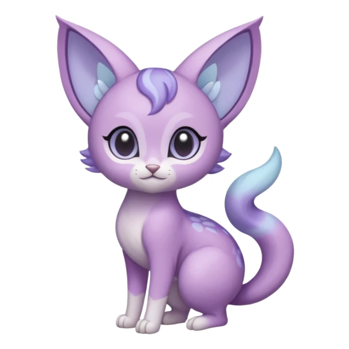 Soft Lavender-Lilac Pastel-Dew Glossy Gentle Small Meloetta-Purrloin hybrid creature (full body) sticker