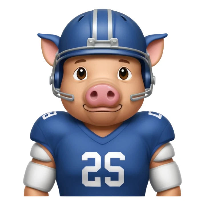 american football player pig with sticker