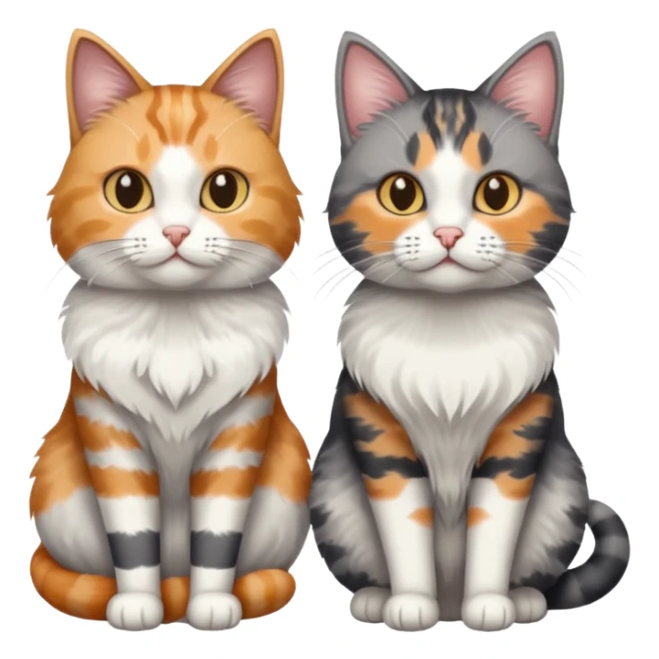 a very fluffy grey and white cat sitting with 2 other cats sticker