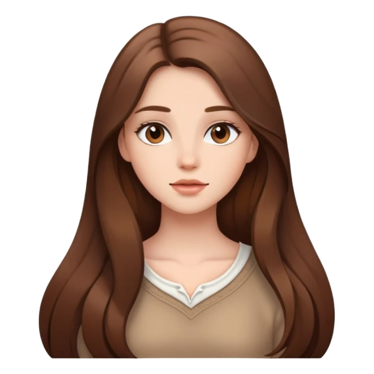 brown long hair girl with soft makeup sticker