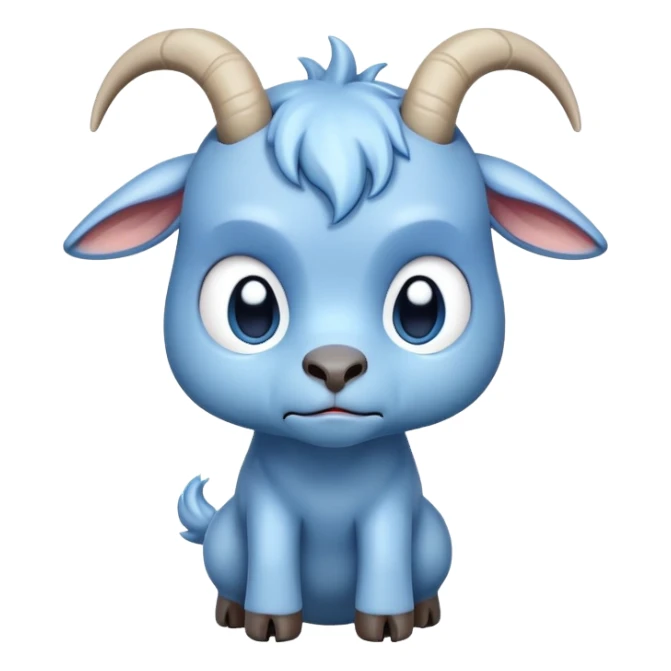 Disapppinted-crying with tears-cute-full body-blue goat-head tilted back sticker