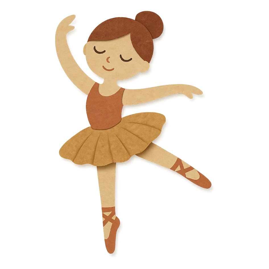 paper craft style girl doing ballet sticker