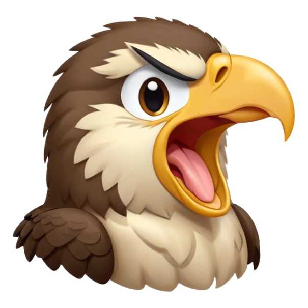 Cinematic Cute Yawning Hawk Portrait Emoji, Head tilted slightly with a dramatic, wide-open yawn, showcasing a robust, agile form with a softly drooping beak and sleepy, half-closed eyes, Simplified yet irresistibly adorable features, highly detailed, glowing with a soft, cozy glow, high shine, relaxed yet expressive, stylized with a dash of whimsical aerial charm, soft glowing outline, capturing the essence of a drowsy yet affectionate hawk that appears ready to stretch out for a nap! sticker