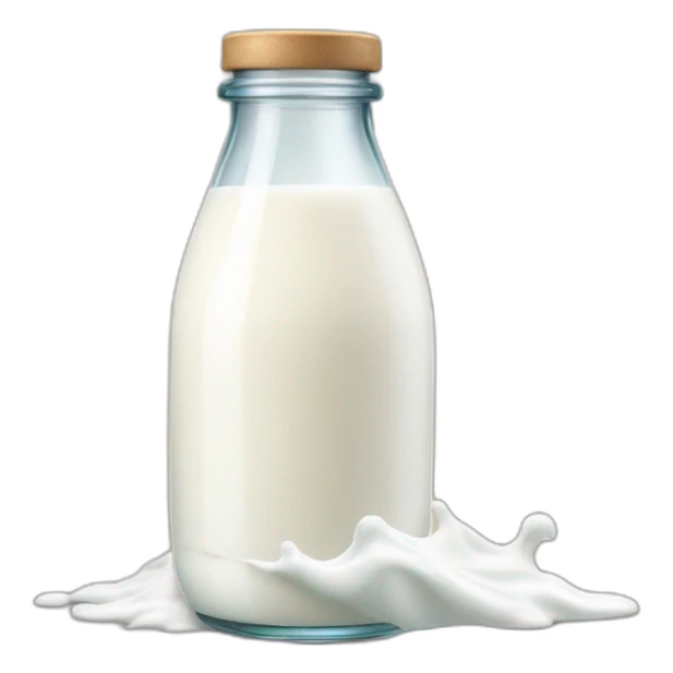 a bottle of milk dropping milk in a glass sticker