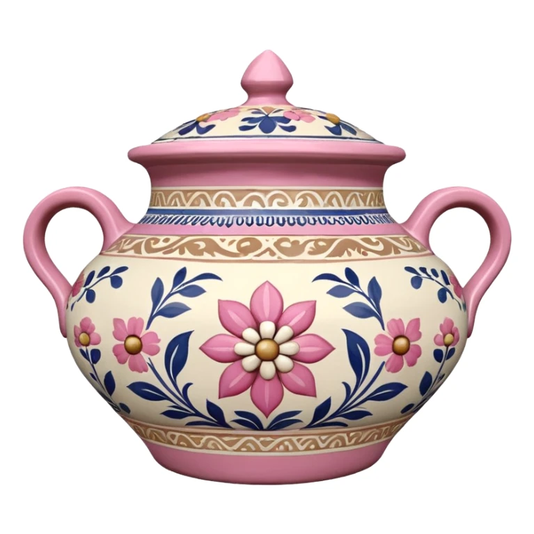 Pink, white and beige Talavera pot sticker