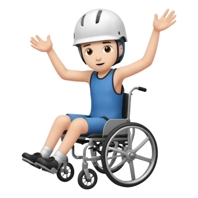 a disabled kid falling off of his wheelchair sticker