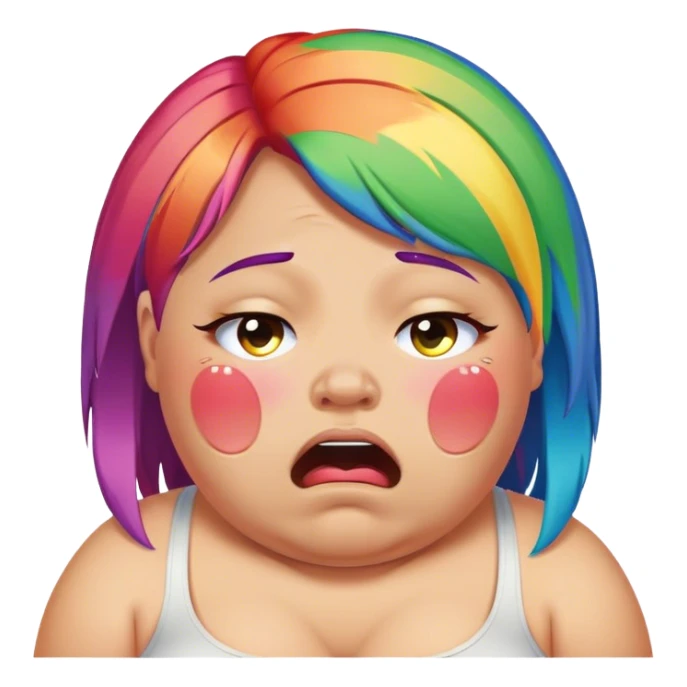 Woke overweight liberal crying with rainbow hair sticker