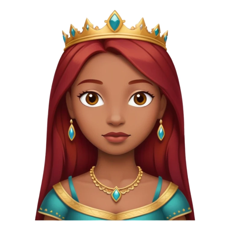 brown princess with straight dark red hair sticker