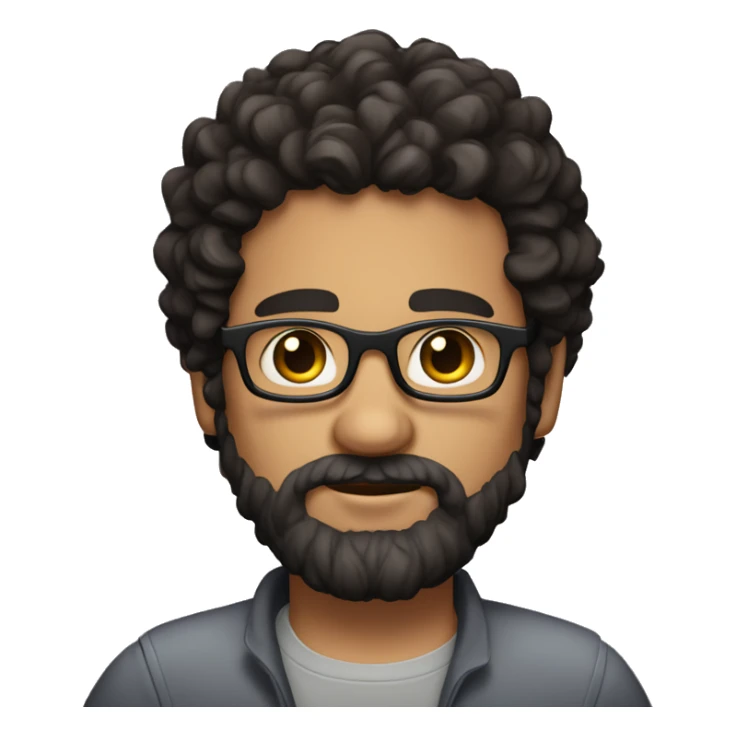 men curly dark hair , glasses brown eyes, chubby , full beard sticker