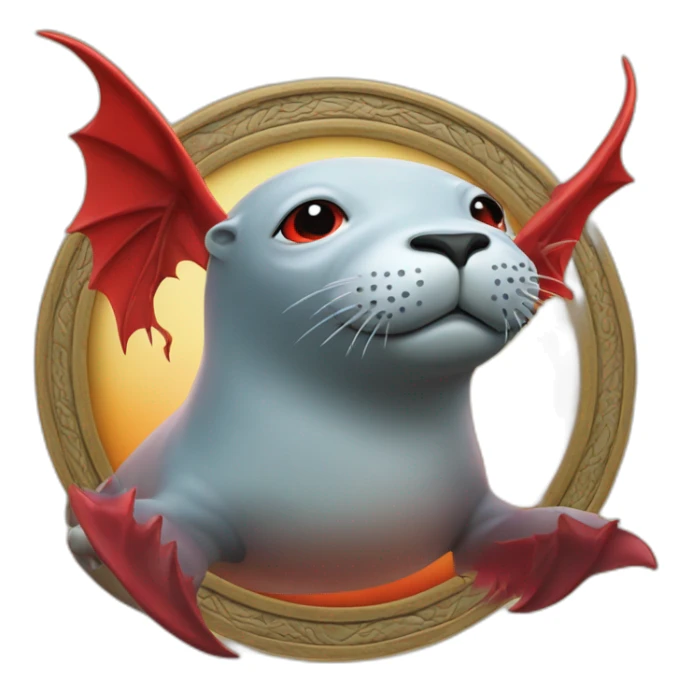 seal with a red dragon with outstretched wings in the center sticker