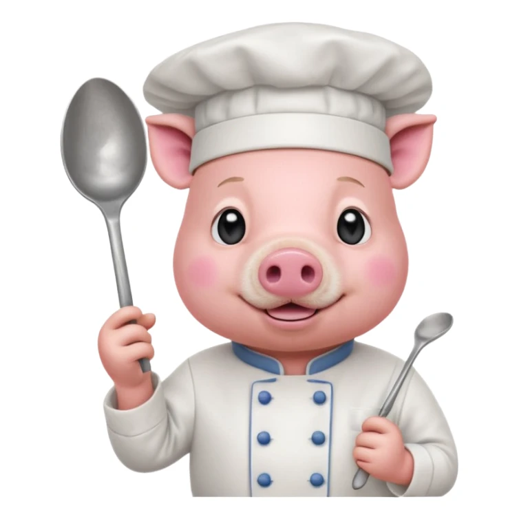 Chef Pig – pig wearing white chef hat holding spoon sticker