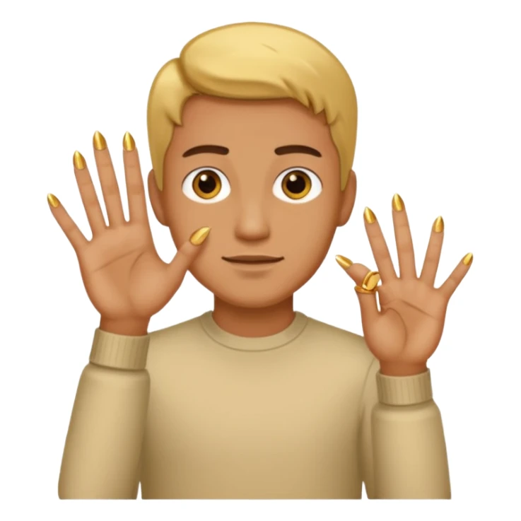 Man Tan skin hand with short gold nails sticker