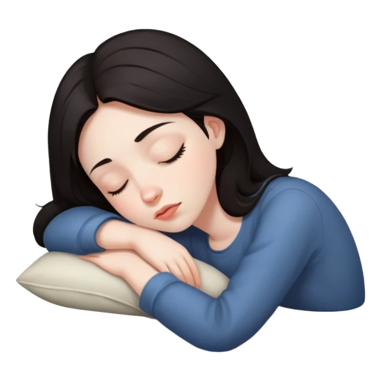 Dark hair girl sleepy sticker