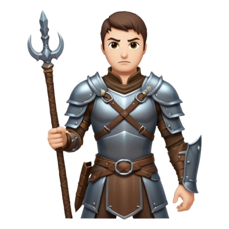 fantasy warrior man wielding a whip weapon, leather armor collar, intense eyes, heroic pose, 3D cartoon, mobile game icon style, clean background, no text, no watermark
 sticker