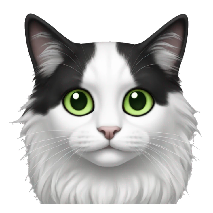 black and white cat long haired green eyes sticker
