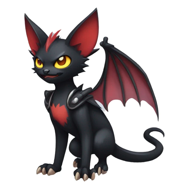 Black Edgy Punk-Gothic Bat-winged Litten-Bat-cat-Fakemon full body sticker