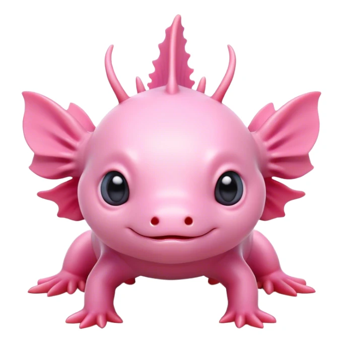 Pink axolotl, 3d, cute eyes sticker