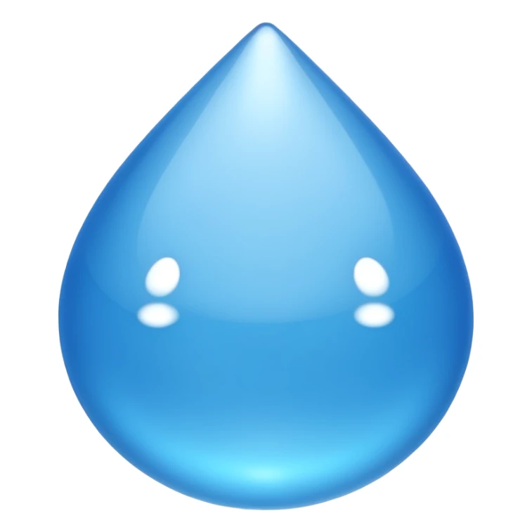 A single water droplet emoji, glossy and smooth, cartoonish, vibrant blue color, high detail, simple and cute design, without facial features, isolated on white background, centered compositio

 sticker