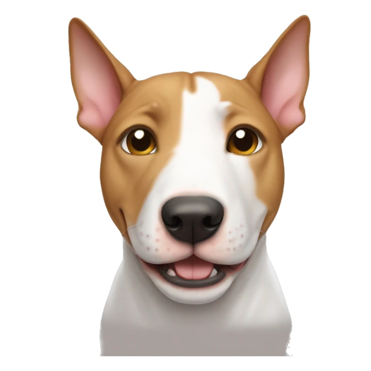 Bullterrier dog caramel color with a british shorthair cat sticker