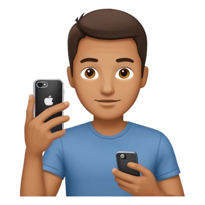 man casual clothes holding a phone sticker