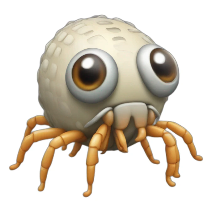 3d sphere with a cartoon Silverfish skin texture with big underdeveloped eyes sticker