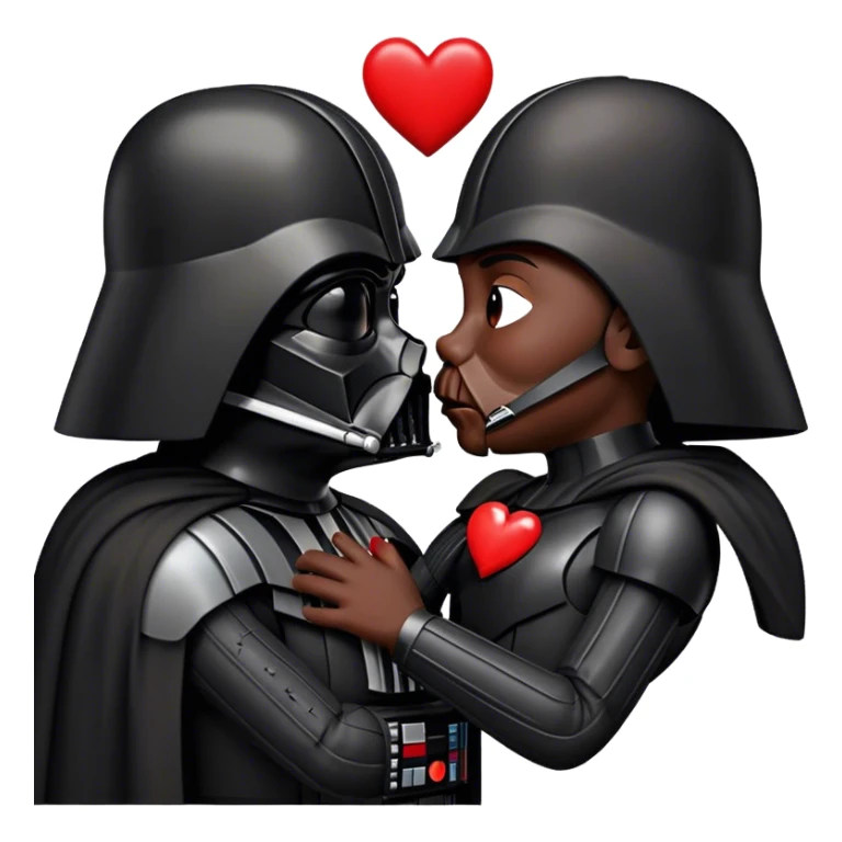 Darth Vader kissing face with red heart sticker