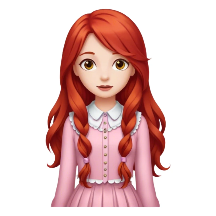 Girl with long red hair dressed girly sticker