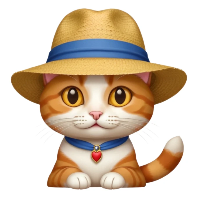 tricolor cat in panama hat sticker