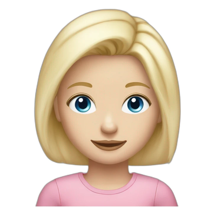cute blonde blue eyes caucasian daughter pink top sticker