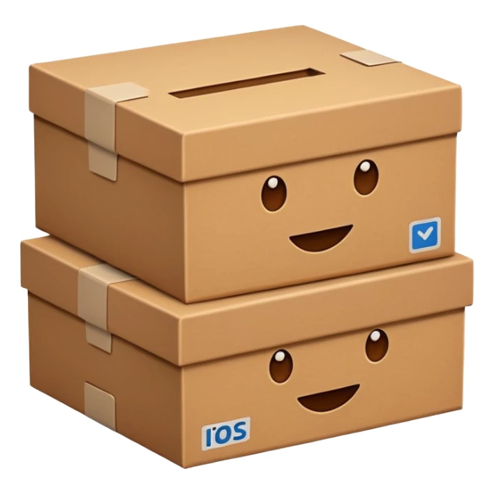 emoji of three classic brown boxes sticker