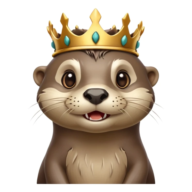 very anthropomorphic cartoon otter with highly expressive face in three-quarter profile view, exaggerated facial features, big expressive eyes, cartoony style, simple thorny stem wrapped horizontally around its forehead like Jesus Crown of thorns, very animated and emotive sticker