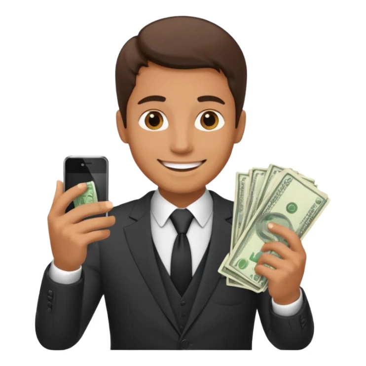 Mafia holding phone and money sticker