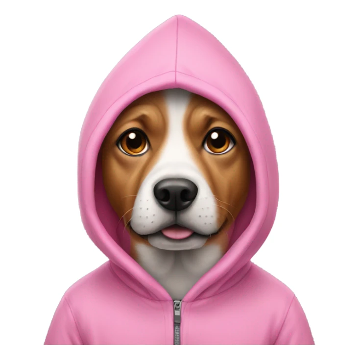 Dog wearing a pink hoodie sticker