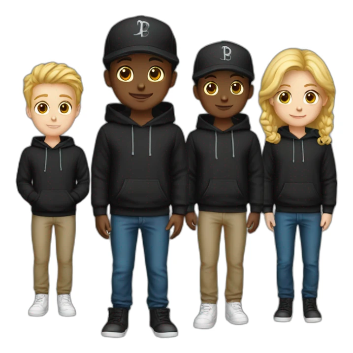 white boy black heir black hoodies with a cap sticker