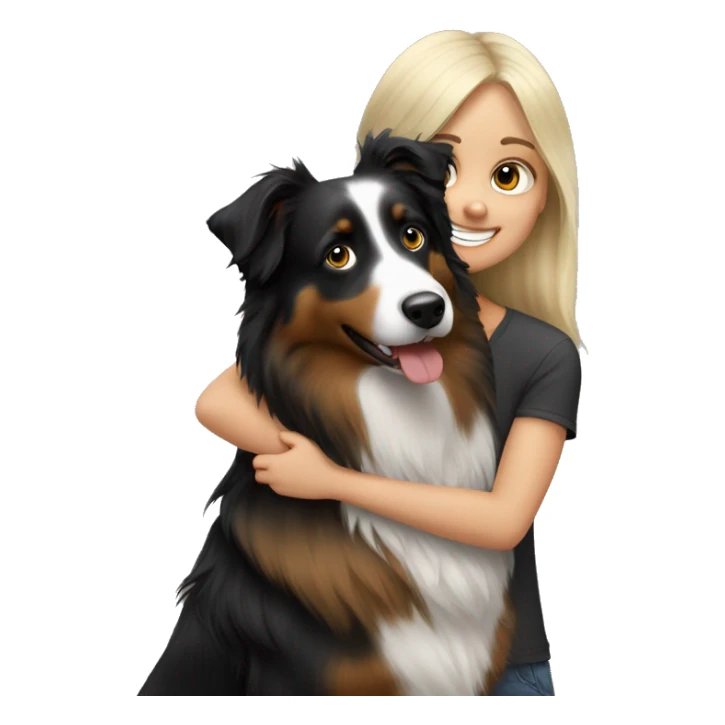 Blonde girl with happy black Australian shepherd sticker