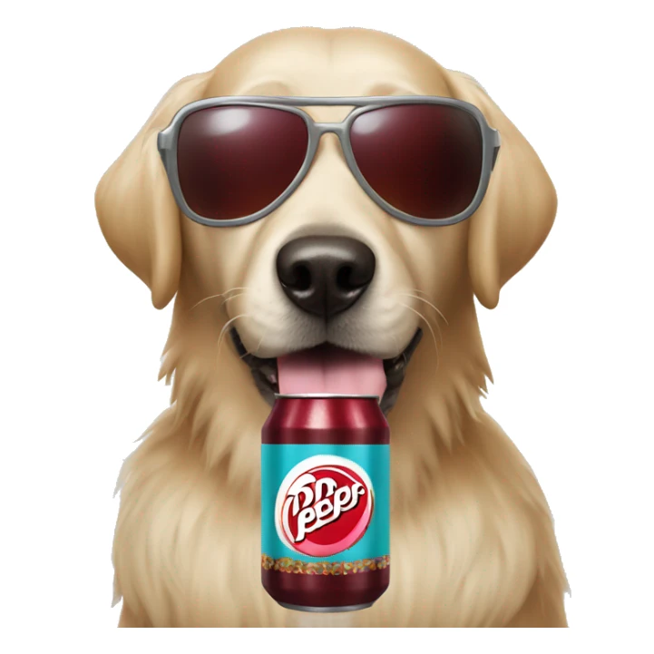 dog with sunglasses and a dr pepper with a wig on sticker