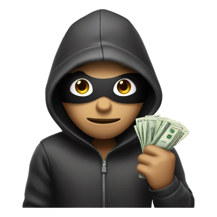 robber holding money bag sticker