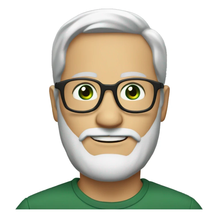 50 years old, green eyes, 2 days beard, glasses sticker