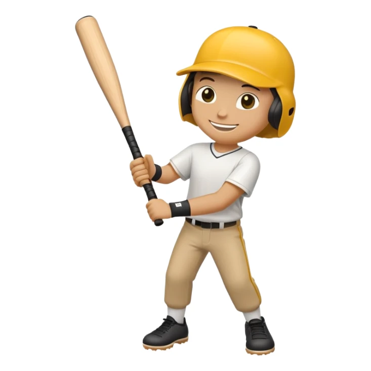 make a yellow stick non human with a smile holding a bat with limbs sticker