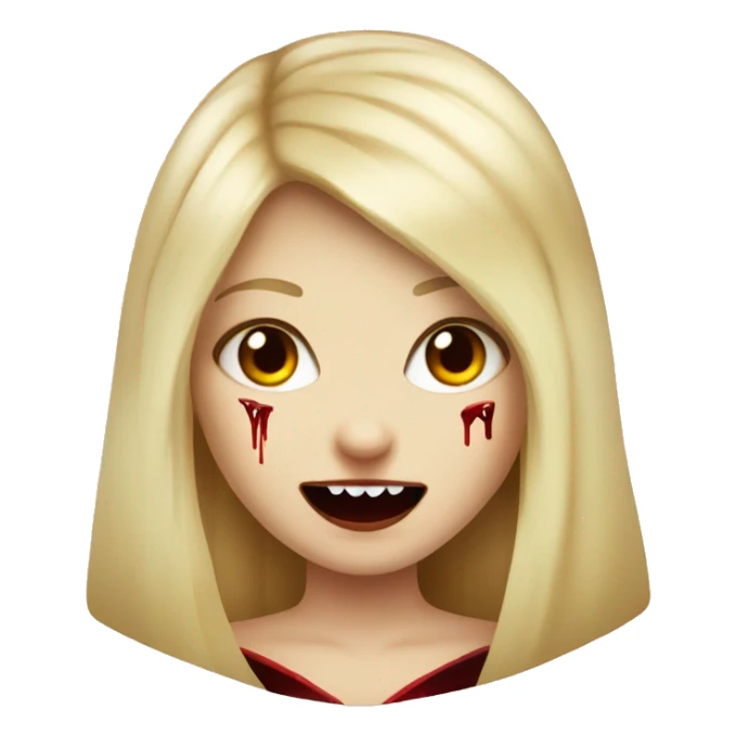 vampire blonde girl with vampire teeth an blood sticker