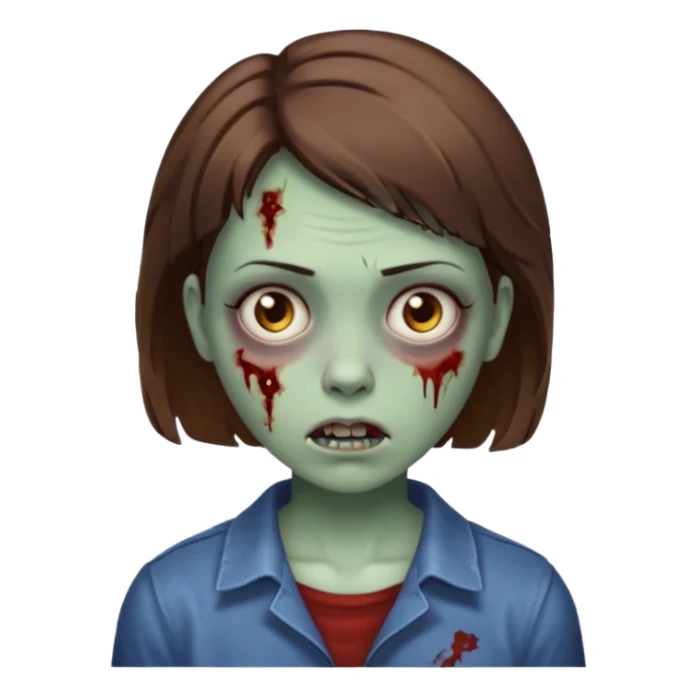 zombie girl with short brown hair sticker