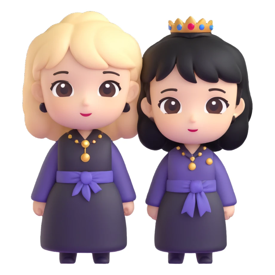 Cute chibi Nero and Lady from Devil May Cry, big heads, small bodies, childlike proportions sticker