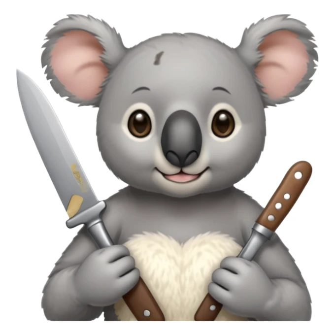 Female koala with knife sticker