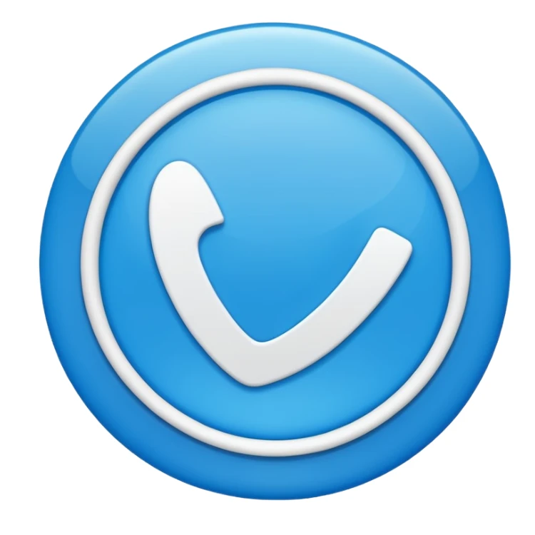 Un circulo celeste con una palomita blanca dentro un check  mas xeleate chillante sticker