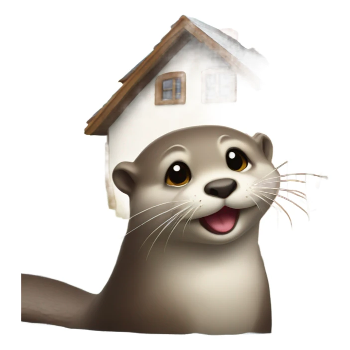 Otter sticking her tongue out in front of a nice house sticker