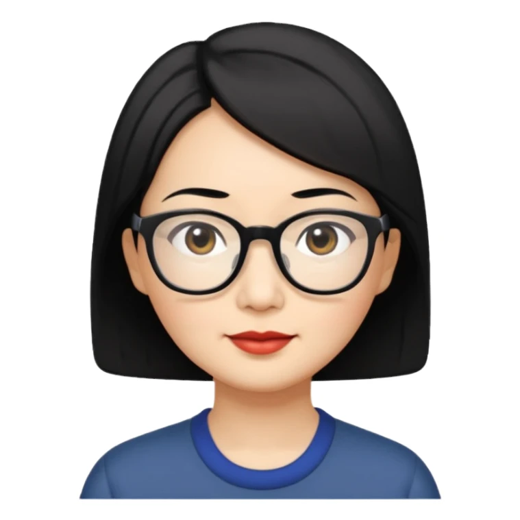 Asian middle-aged woman with short hair in glasses sticker